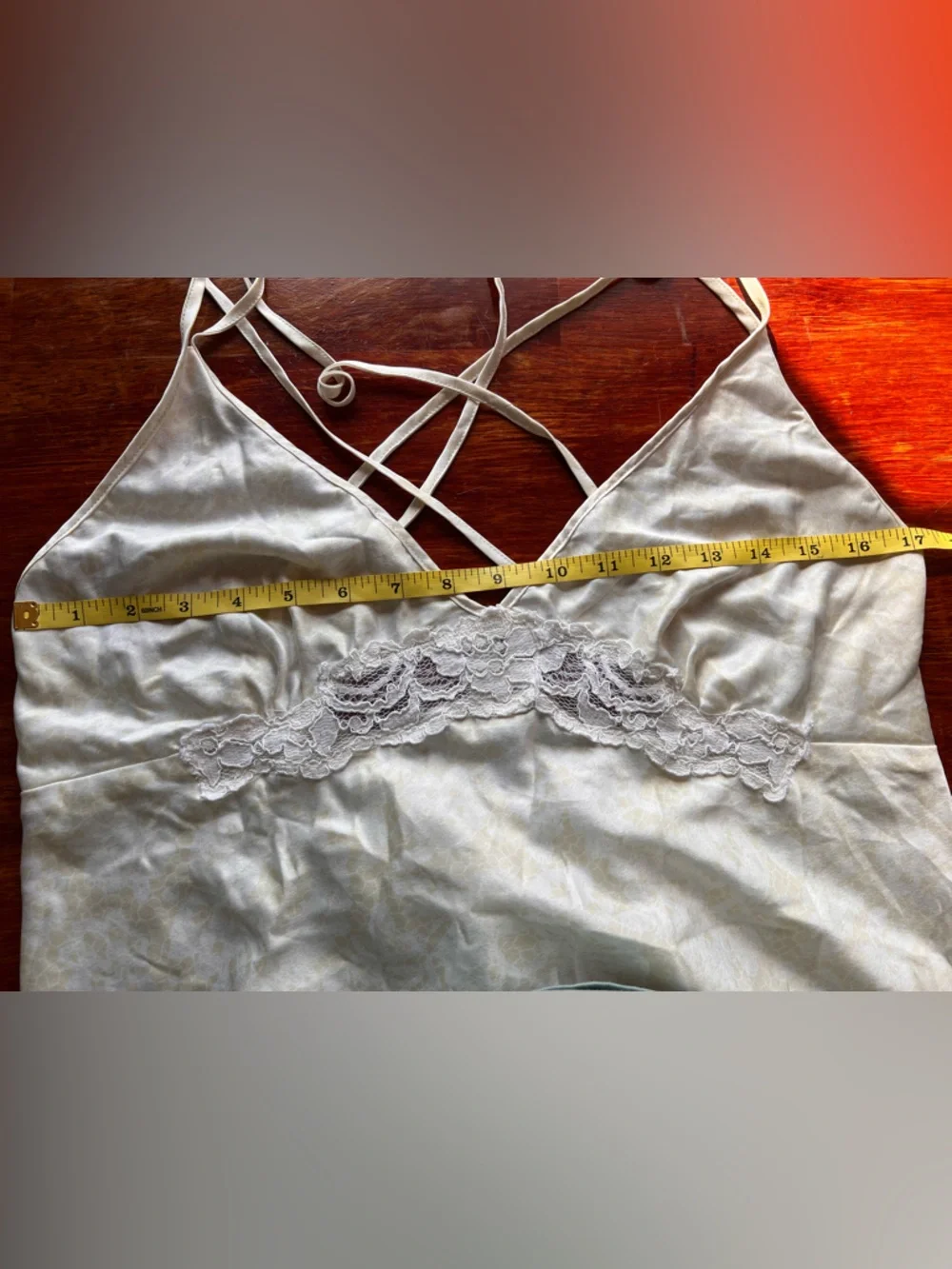 Vintage Cabernet Lace-Trim Sequin Detail Slip Dress Size L Gold Cream Fairy